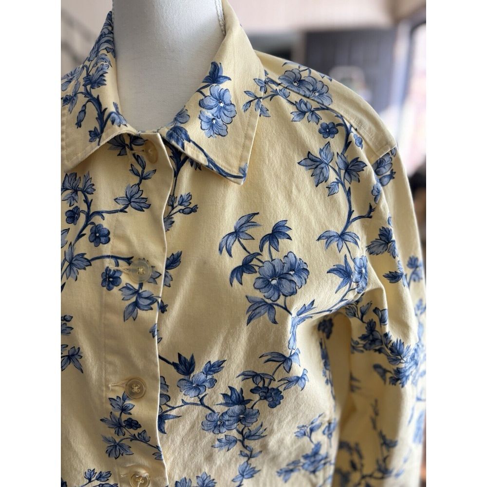 Talbots Jacket Large Stretch Button Front Yellow … - image 5